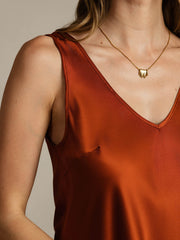 Clearance - 19Momme Silk Sleeveless V Neck Women's Tank Top with V Back Design