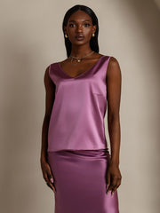 Clearance - 19Momme Silk Sleeveless V Neck Women's Tank Top with V Back Design