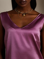 Clearance - 19Momme Silk Sleeveless V Neck Women's Tank Top with V Back Design