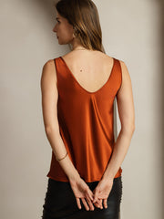 Clearance - 19Momme Silk Sleeveless V Neck Women's Tank Top with V Back Design