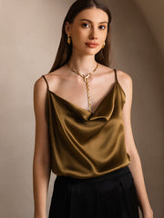 Clearance - 19Momme Silk Spaghetti Strap Cowl Neck Camisoles