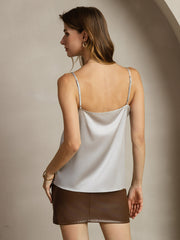 Clearance - 19Momme Silk Spaghetti Strap Round Neck Camisoles
