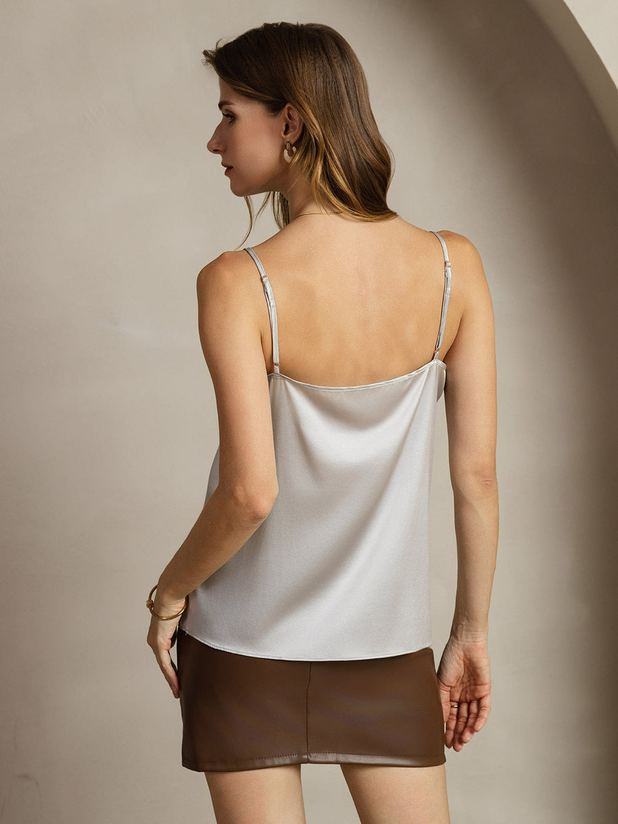 Clearance - 19Momme Silk Spaghetti Strap Round Neck Camisoles