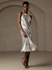 Clearance - 19Momme Silk Spaghetti straps Maxi Dress