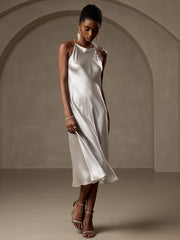 Clearance - 19Momme Silk Spaghetti straps Maxi Dress