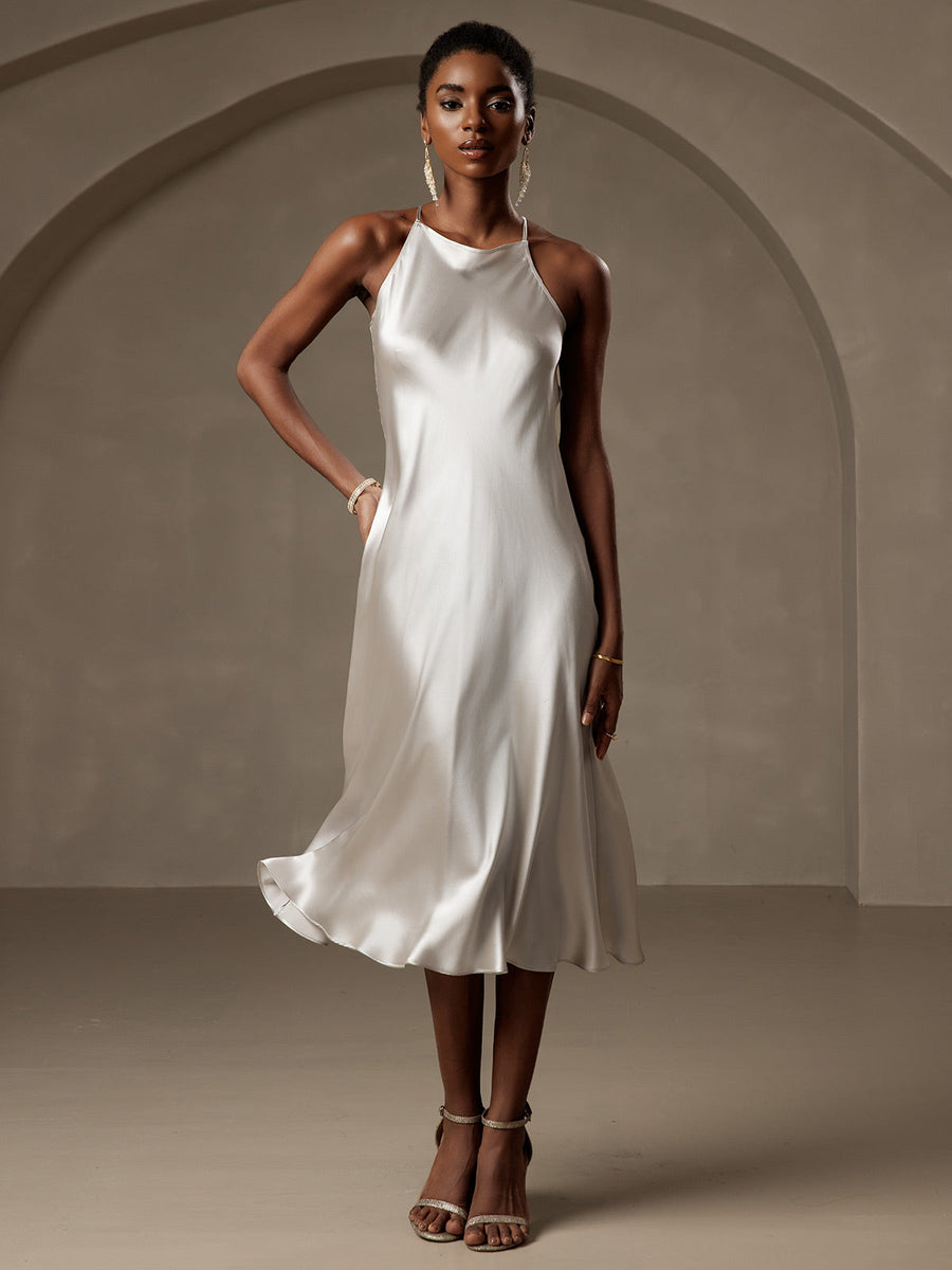 Clearance - 19Momme Silk Spaghetti straps Maxi Dress