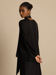Clearance - 19Momme Silk Women's Asymmetrical Tie V Neck Blouse