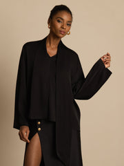 Clearance - 19Momme Silk Women's Asymmetrical Tie V Neck Blouse