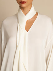 Clearance - 19Momme Silk Women's Asymmetrical Tie V Neck Blouse