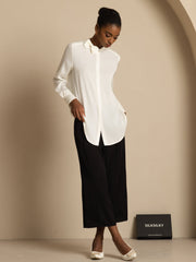 Clearance - 19Momme Silk Women's Long Sleeve Stand Collar Bow Blouse
