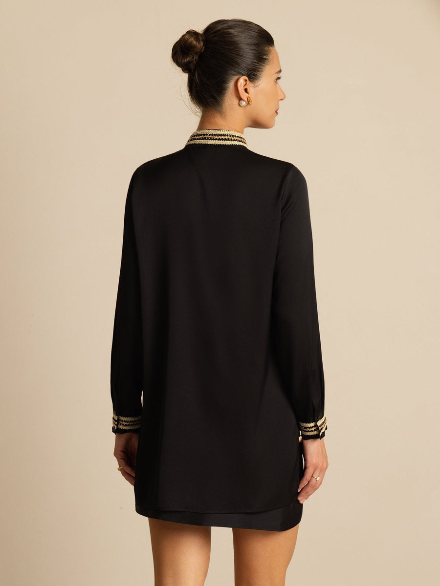 Clearance - 19Momme Silk Women's Pleated Stand Collar Blouse