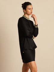 Clearance - 19Momme Silk Women's Pleated Stand Collar Blouse