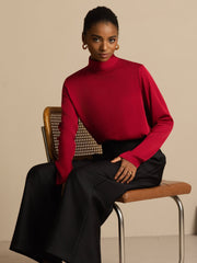 Clearance - 19Momme Silk Women's Turtle Neck Long Sleeve Top