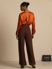 Clearance - 19Momme Silk Women’s Wide-Leg High-Waist Business Casual Pants