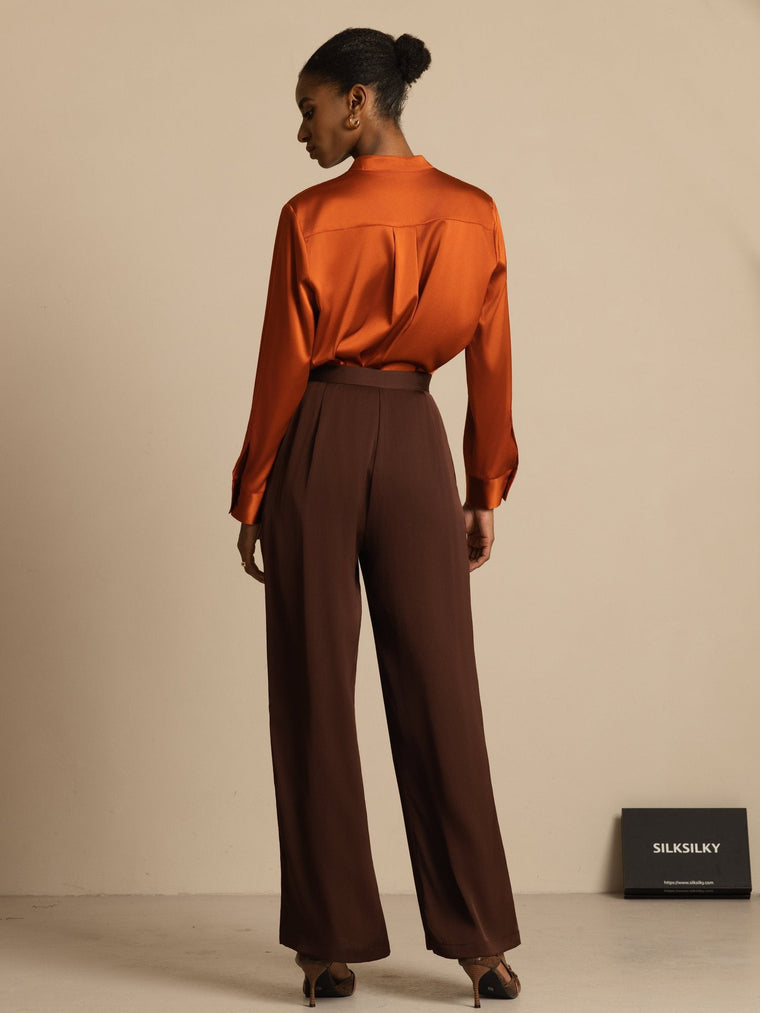 Clearance - 19Momme Silk Women’s Wide-Leg High-Waist Business Casual Pants