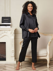 Clearance - 22Momme Pure Silk Casual Long Sleeve Women's Pajamas Set