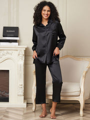Clearance - 22Momme Pure Silk Casual Long Sleeve Women's Pajamas Set