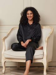 Clearance - 22Momme Pure Silk Casual Long Sleeve Women's Pajamas Set
