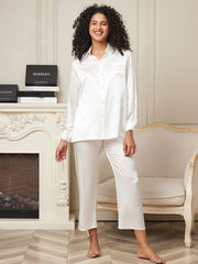 Clearance - 22Momme Pure Silk Casual Long Sleeve Women's Pajamas Set