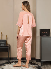 Clearance - 2Pcs Pure Silk Slit Back Pajamas Set