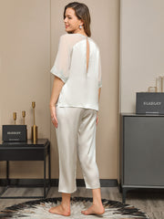Clearance - 2Pcs Pure Silk Slit Back Pajamas Set