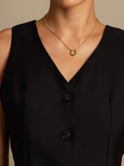 Clearance - 32Momme Silk-Wool Blend Women's V Neck Vest with Button Design