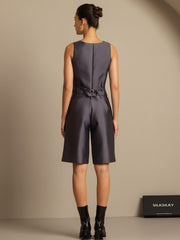 Clearance - 32Momme Silk-Wool Blend Women's V Neck Vest with Button Design