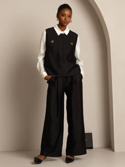 Clearance - 32Momme Silk-Wool Blend Women's Vest with Button Pocket Design