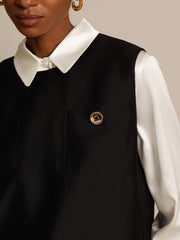 Clearance - 32Momme Silk-Wool Blend Women's Vest with Button Pocket Design
