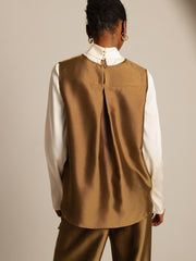 Clearance - 32Momme Silk-Wool Blend Women's Vest with Button Pocket Design