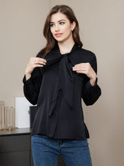Clearance - Bow Tie Silk Blouse Shirt