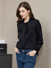 Clearance - Bow Tie Silk Blouse Shirt