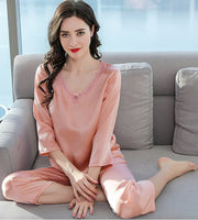 Clearance - Laced Pure Silk Pajamas Set