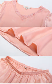 Clearance - Laced Pure Silk Pajamas Set