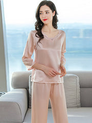 Clearance - Laced Pure Silk Pajamas Set