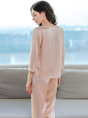 Clearance - Laced Pure Silk Pajamas Set