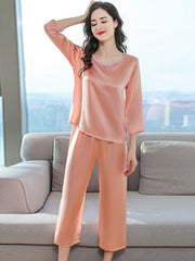 Clearance - Laced Pure Silk Pajamas Set
