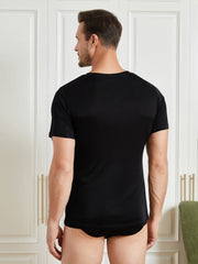 Clearance - Mens Basic V-Neck Silk Knitted Tee