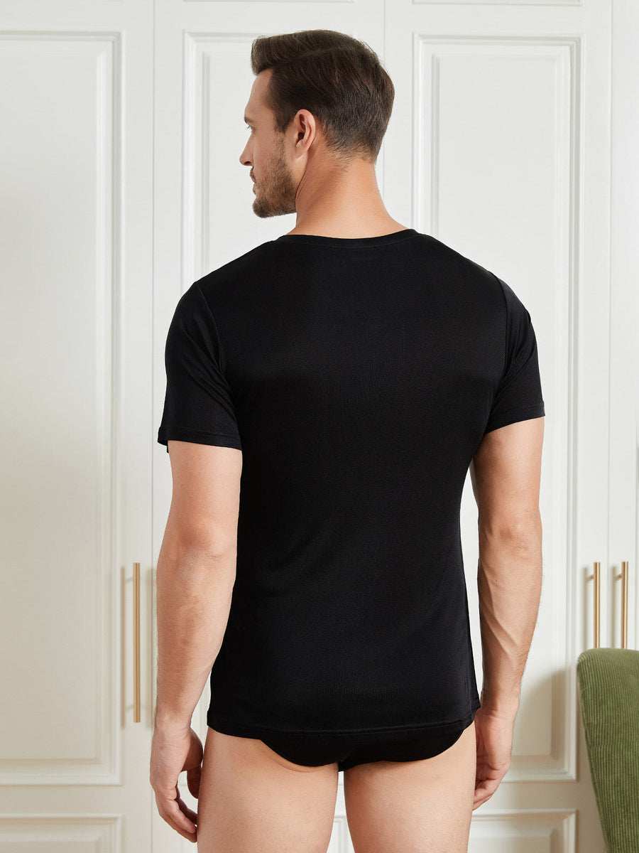 Clearance - Mens Basic V-Neck Silk Knitted Tee
