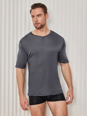 Clearance - Mens Basic V-Neck Silk Knitted Tee