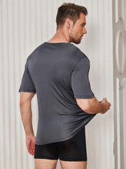 Clearance - Mens Basic V-Neck Silk Knitted Tee