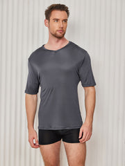 Clearance - Mens Basic V-Neck Silk Knitted Tee