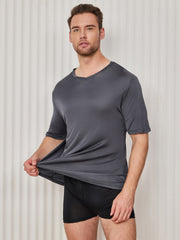 Clearance - Mens Basic V-Neck Silk Knitted Tee