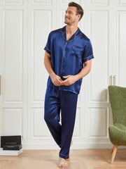 Clearance - Piping Trim Men‘s Pure Silk Pajamas