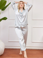 Clearance - Plus Size Pure Silk Button-Up Women’s Pajamas