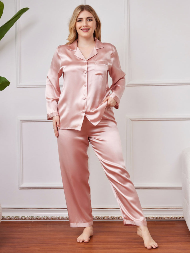 Clearance - Plus Size Pure Silk Button-Up Women’s Pajamas