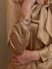 Clearance - Pure Silk Bow-tie Neck Blouse