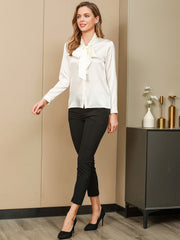 Clearance - Pure Silk Bow-tie Neck Blouse