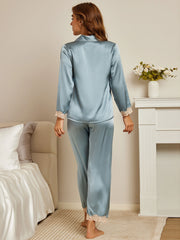 Clearance - Pure Silk Casual Button Up Womens Pajamas 2Pcs