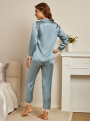 Clearance - Pure Silk Casual Button Up Womens Pajamas 2Pcs